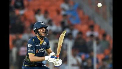 Gujarat Titans captain Shubman Gill reacts after 1776785613909