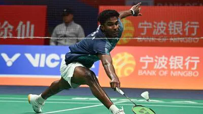 India s Ayush Shetty during his semi final win ove 1775926848359