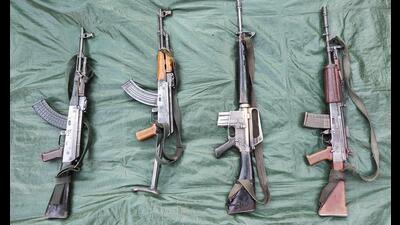 Two AK series rifles one Colt AR 15 and one INSAS 1776424112371