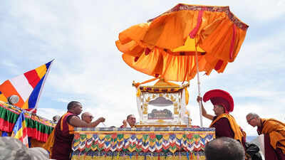 leh apr 29 ani buddhists monks perform rituals as holy relics of tathagata b