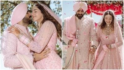 मेहरीन पीरजादा ने हिमाचल प्रदेश में अपने आनंद कारज समारोह के लिए एक खूबसूरत गुलाबी अनारकली पहनी है। अंदर की तस्वीरें