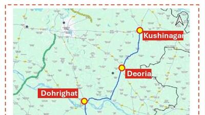 A map of the Kushinagar Deoria Dohrighat Ghazipur 1778269307502