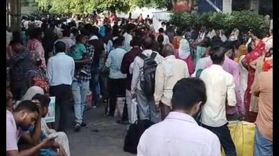 Long queues outside the OPD registration counters 1779393538196