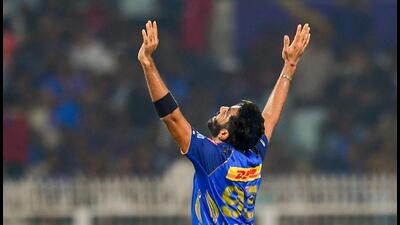 Mumbai Indians Jasprit Bumrah celebrates the wick 1779555953189
