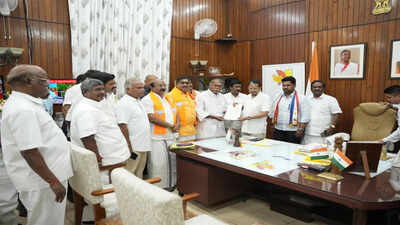 rangasamy meets lg stakes claim to form government in puducherry