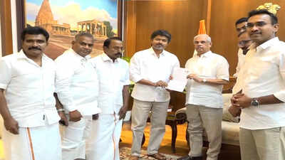 tvk chief vijay meets governor rajendra arlekar stakes claim to form govt in tamil nadu