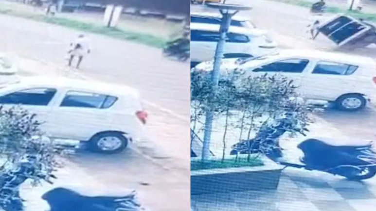 कैमरे पर, मंगलुरु में तेज़ रफ़्तार ऑटो पलट गया, पैदल यात्री को टक्कर मार दी