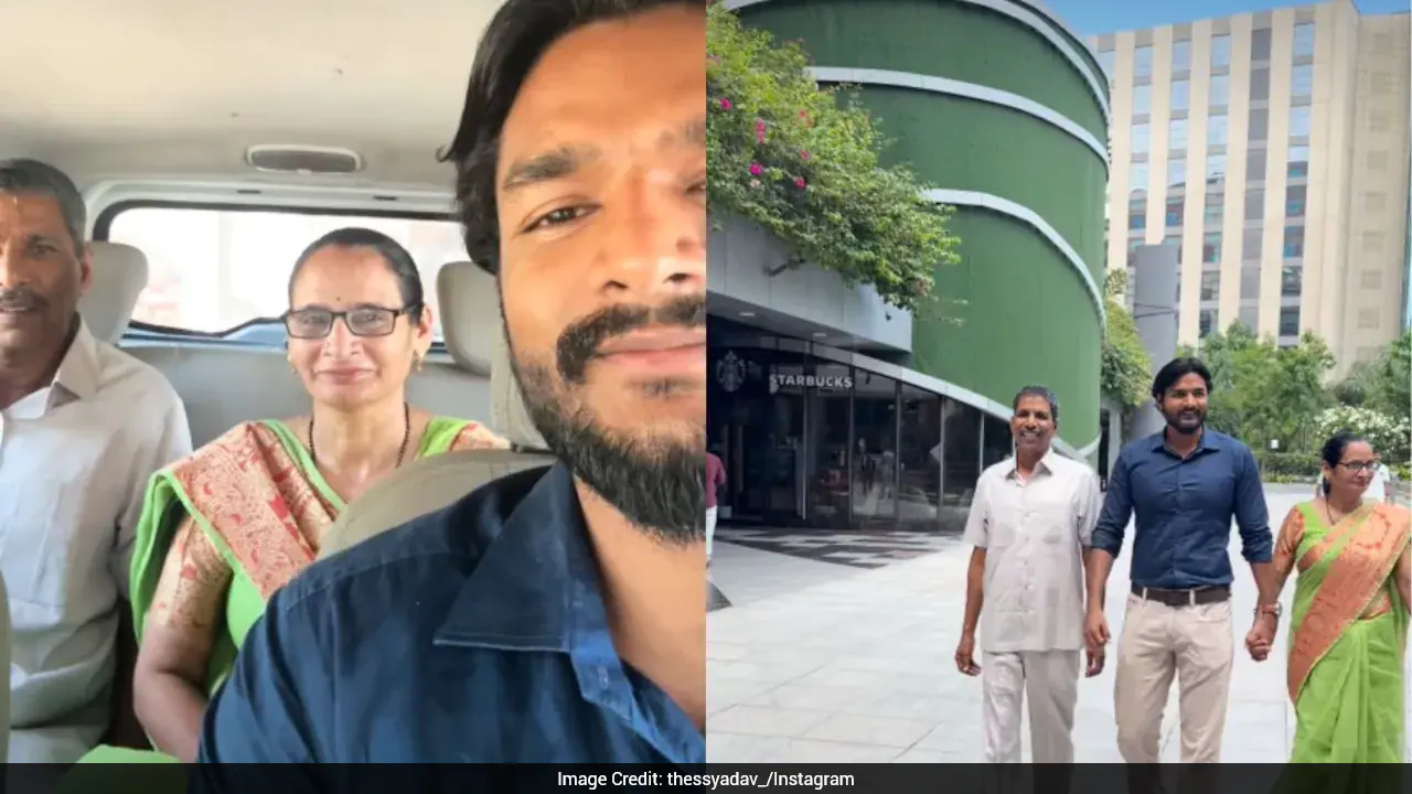 बेंगलुरु में आदमी माता-पिता को अमेज़ॅन कार्यालय ले गया, दिल छू लेने वाले वीडियो ने ऑनलाइन दिल जीत लिया