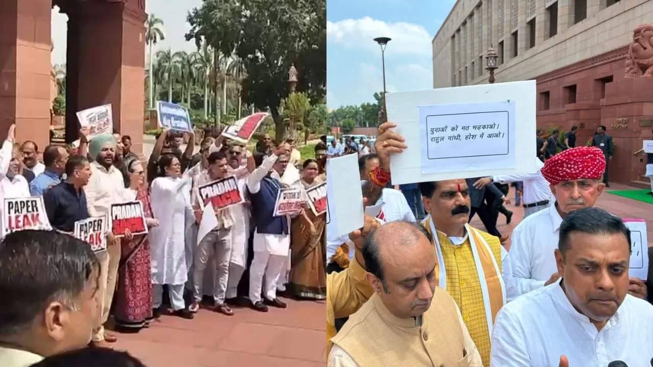 हंगामेदार सत्र के बीच संसद के बाहर केंद्र बनाम विपक्ष का विरोध प्रदर्शन, एनईईटी पेपर लीक, छात्रों का विरोध, सीजेपी विरोध, जंतर मंतर