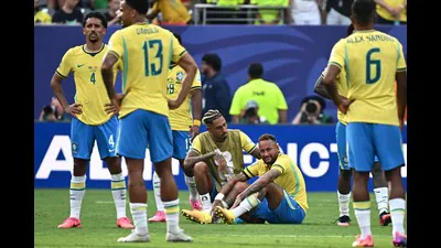 Brazil players react after losing their Round of 1 1783357713561