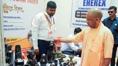 Chief minister Yogi Adityanath at an exhibition on 1784141769637