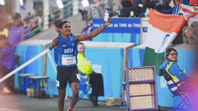 India s para athlete Dilip Mahadu Gavit celebrates 1785431135830