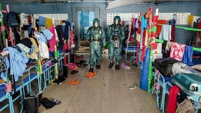 NDRF personnel at a seafood export unit following 1782966035326
