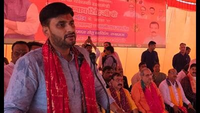 UP BJP vice president Neeraj Singh addressing an e 1783709069913